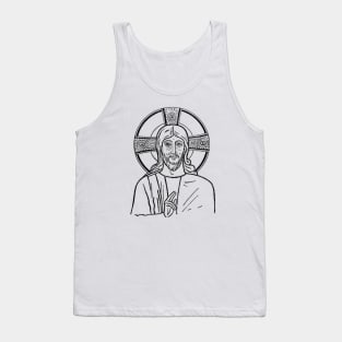 Jesus Christ Christian Drawing Tank Top